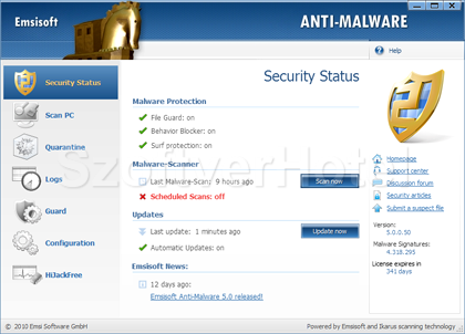 Emsisoft Anti-Malware Free malware eltávolító Emsisoft Anti-Malware Free