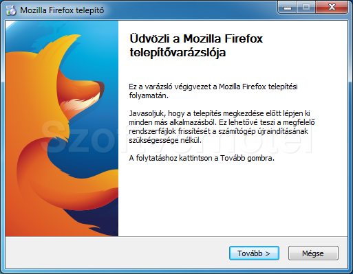 Mozilla Firefox telepítés, 1. lépés