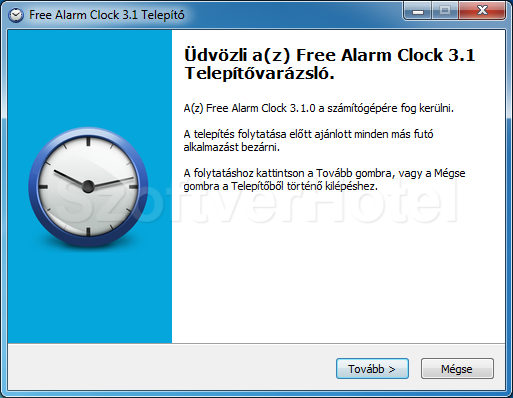 Free Alarm Clock telepítés, 1. lépés
