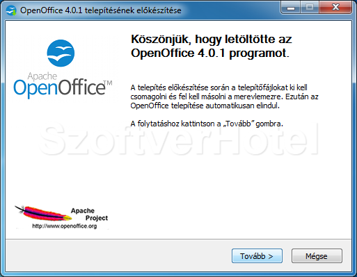 OpenOffice telepítés, 1. lépés