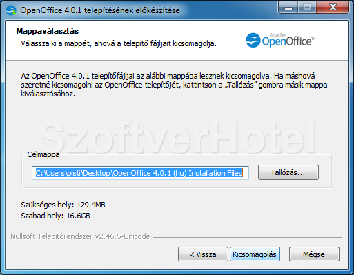 OpenOffice telepítés, 2. lépés