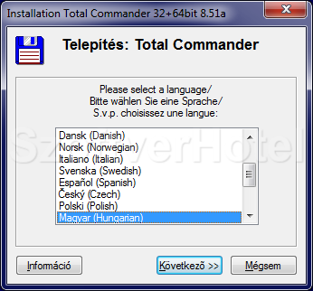 Total Commander telepítés, 1. lépés
