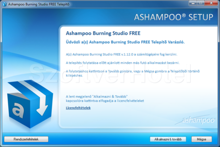 Ashampoo Burning Studio telepítés, 1. lépés