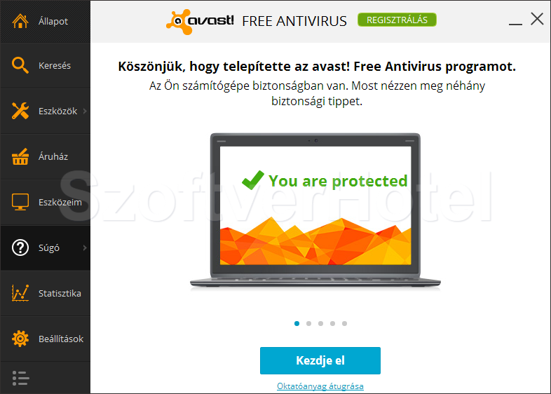 Avast Free Antivirus telepítés, 5. lépés