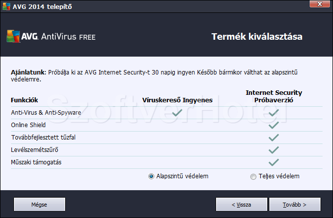 AVG Antivirus telepítés, 4. lépés