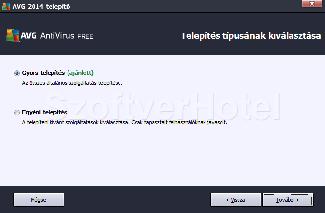 AVG Antivirus telepítés, 5. lépés