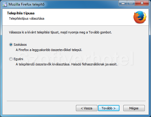 Mozilla Firefox telepítés, 2. lépés
