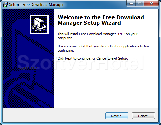 Free Download Manager telepítés, 1. lépés