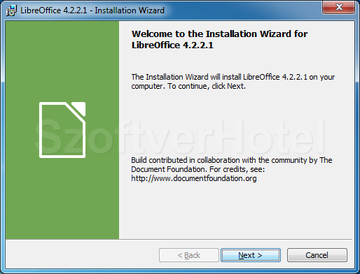 LibreOffice telepítés, 1. lépés