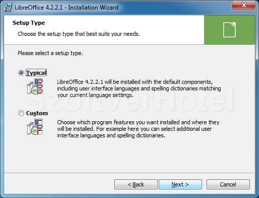 LibreOffice telepítés, 2. lépés