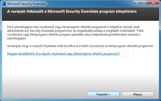 Microsoft Security Essentials telepítés, 5. lépés