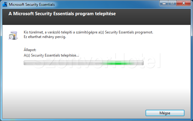 Microsoft Security Essentials telepítés, 6. lépés