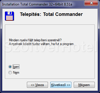 Total Commander telepítés, 2. lépés