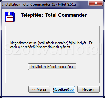 Total Commander telepítés, 4. lépés